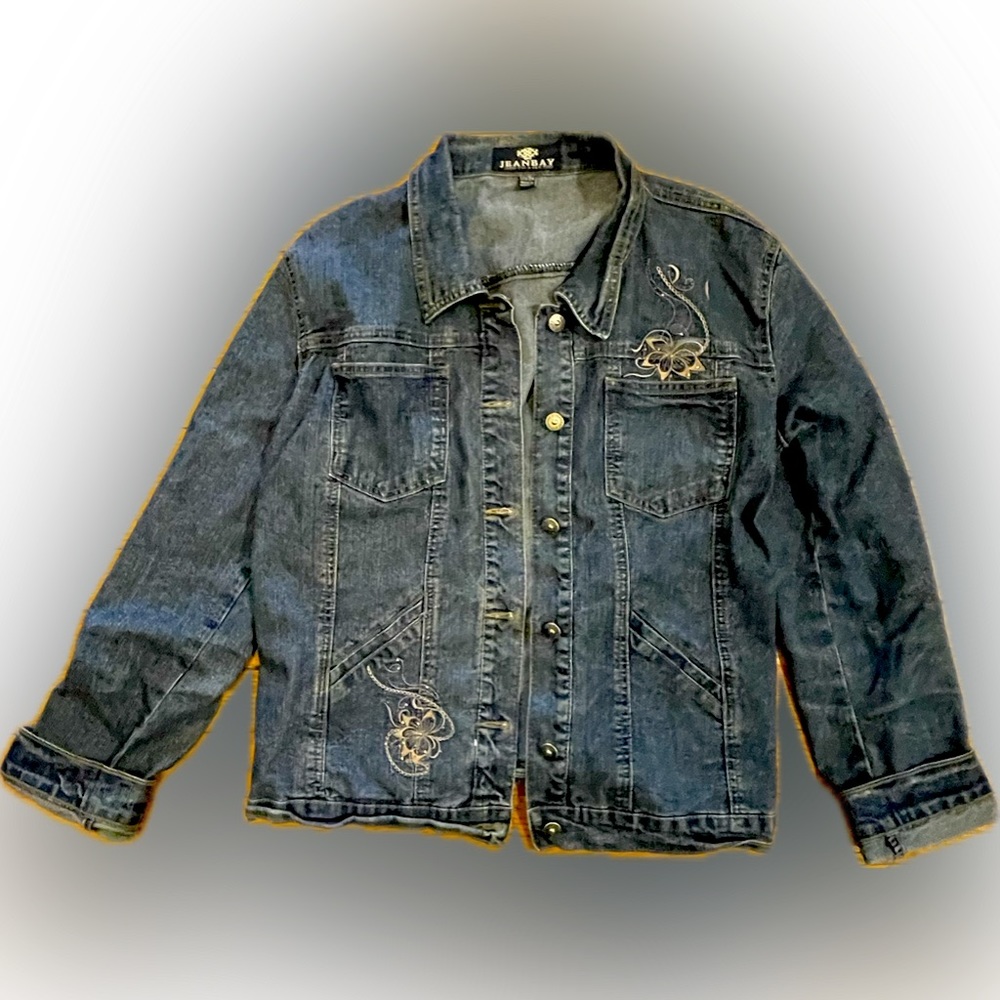 Jean Jacket with Embroidered Detail/Beads - 2X